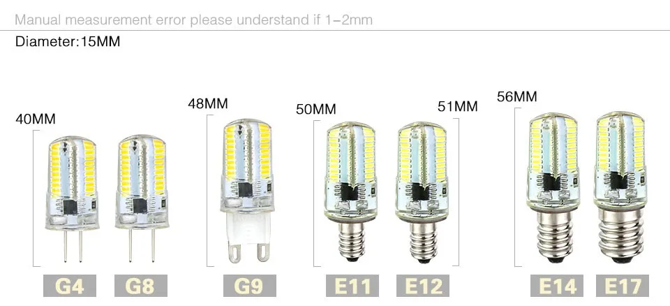 Энергосберегающие лампы SMD 3014 64 светодиодный s с регулируемой яркостью светильник G8 G4 E17 E14 E11 E12 G9 светодиодный силиконовый светильник переменного тока 220V 110V светодиодный лампы Декор Светильник