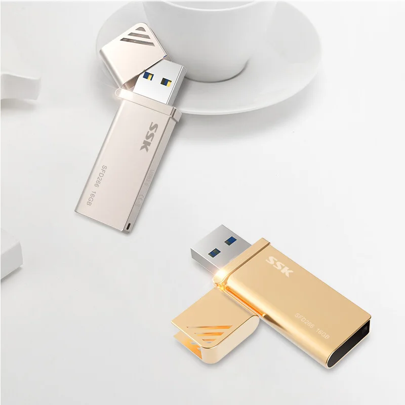 Free shipping SSK SFD266 16GB 32GB 64GB 128GB 256GB USB Flash Drives Metal USB 3.0 High-speed write from 10MB-60MB