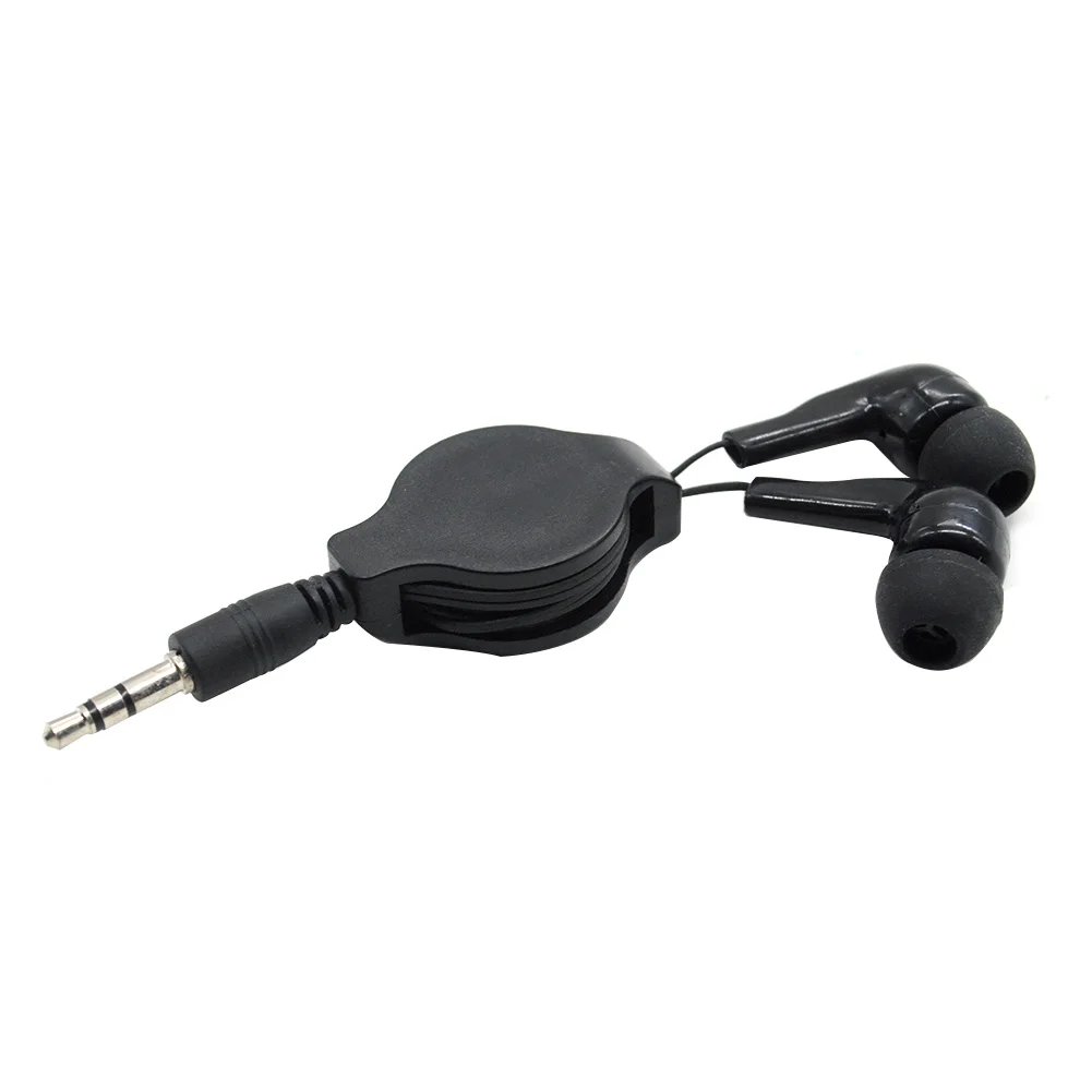 

Portable In-Ear Earphone Stretchable Cable Headset Earphone Straight Insert Extendable Wire Black/White