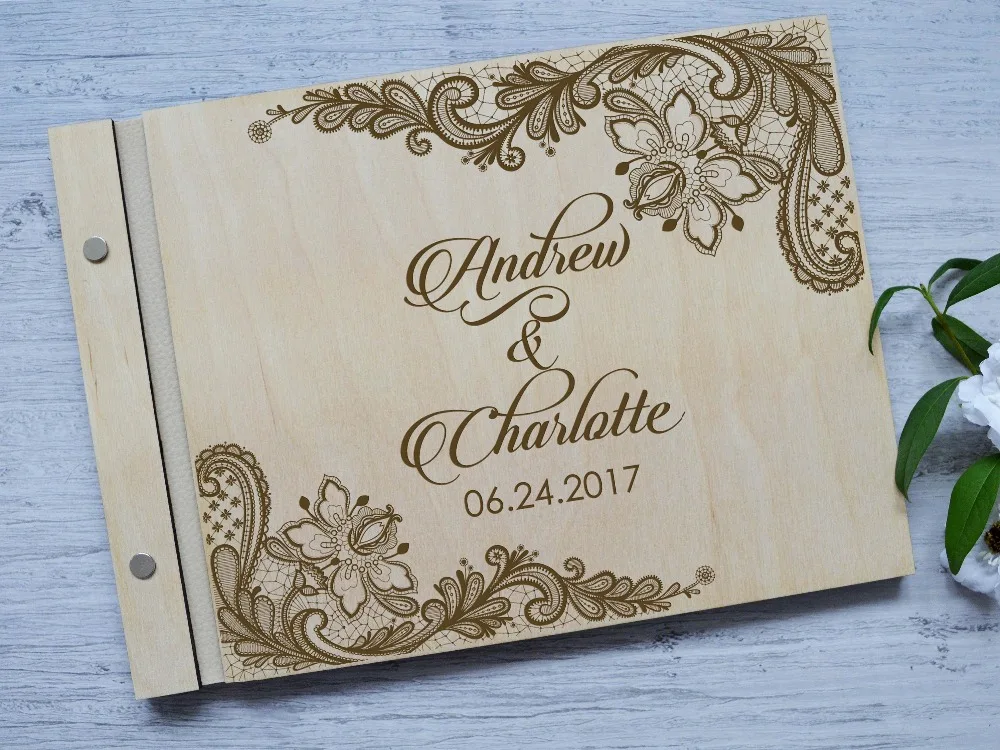 Wreath guestbook ,Wooden Wedding Guest Book, Personalised gift, Wedding