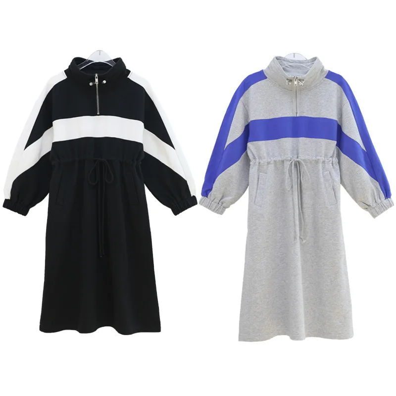 Детские длинные толстовки; платья для девочек-подростков; цвет черный, серый; платье с длинными рукавами в стиле пэчворк; свитер для маленьких девочек; одежда для детей