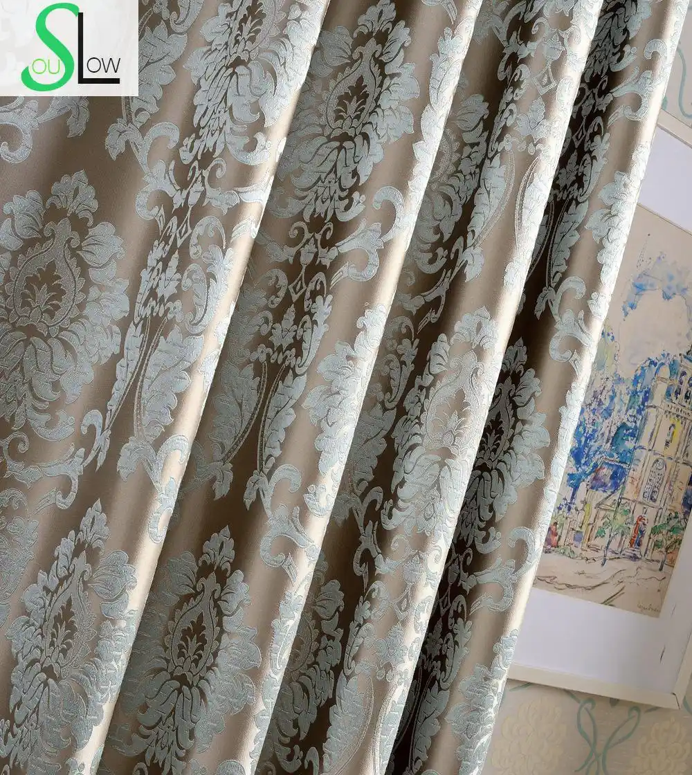 High Precision Firefly Jacquard Curtain Silver Floral Curtains