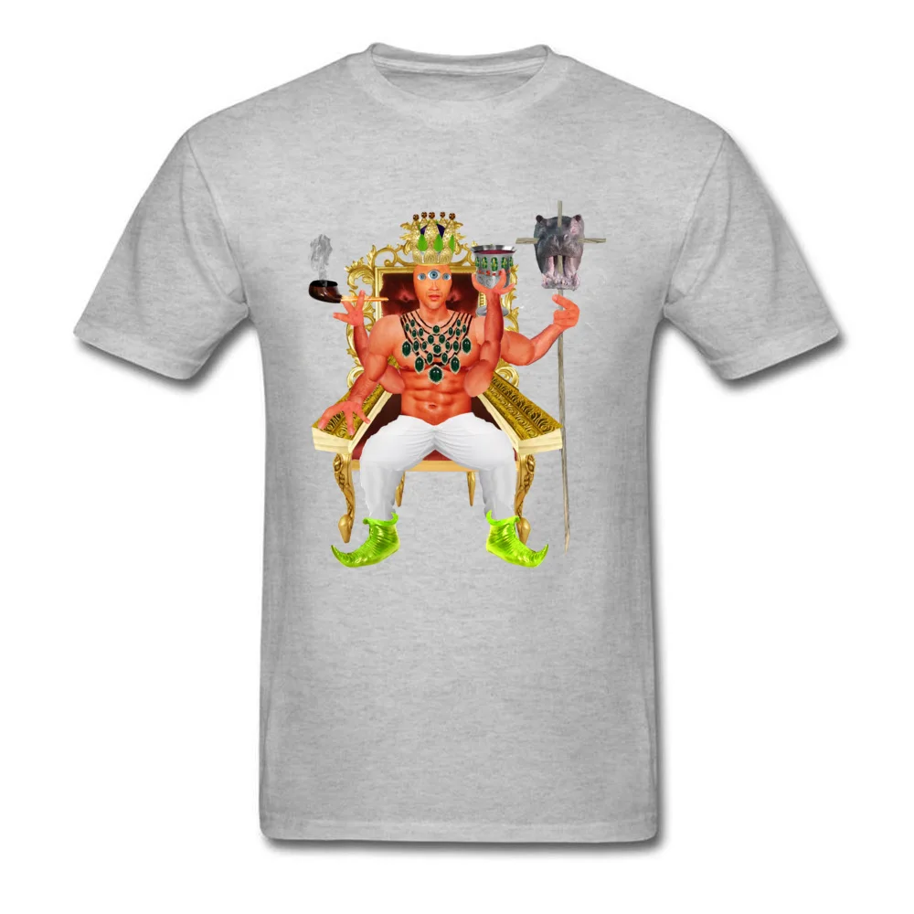 Popular Psychedelic Third Eye King T Shirts Round Collar Cotton Fabric Men's Tops Shirts Short Sleeve Summer Fall Clothing Shirt Psychedelic Third Eye King grey