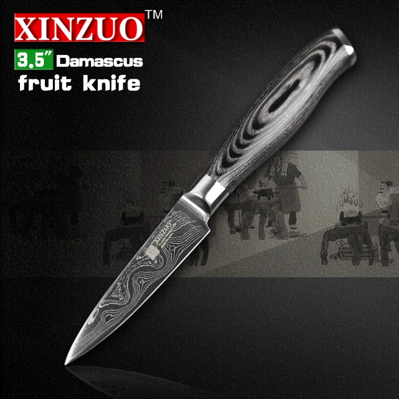 XINZUO 3 5 inch paring knife 73 layers Japan Damascus kitchen knife sharp peeling fruit knife