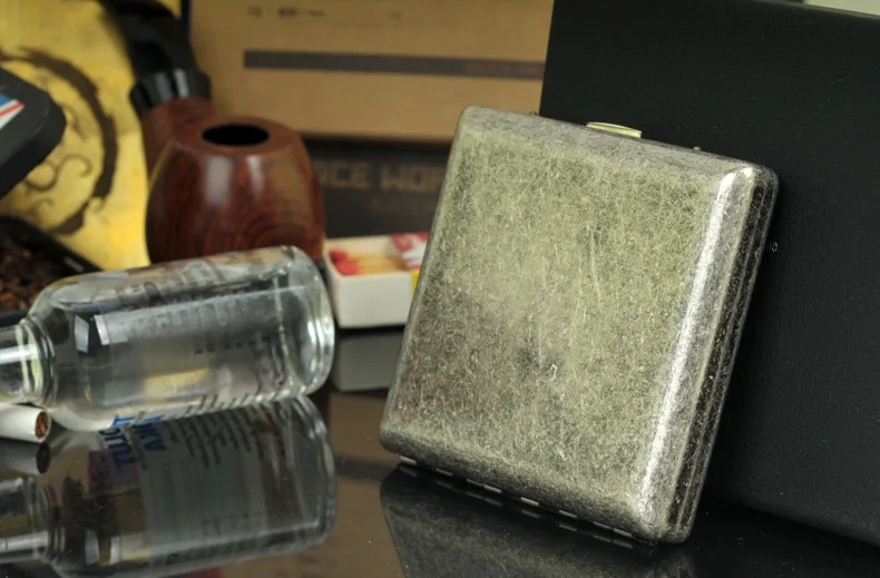 1 шт. аутентичный Древний серебряный лист сигаретный пакет металлический Автоматический чехол для сигарет Личность/зажим для дыма 327