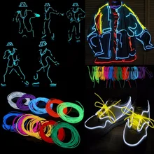 Cable de luz de neón con batería para disfraces de bricolaje, alambre de neón brillante, estroboscópico, para decoración de fiestas, vacaciones, 5/3/1 metros