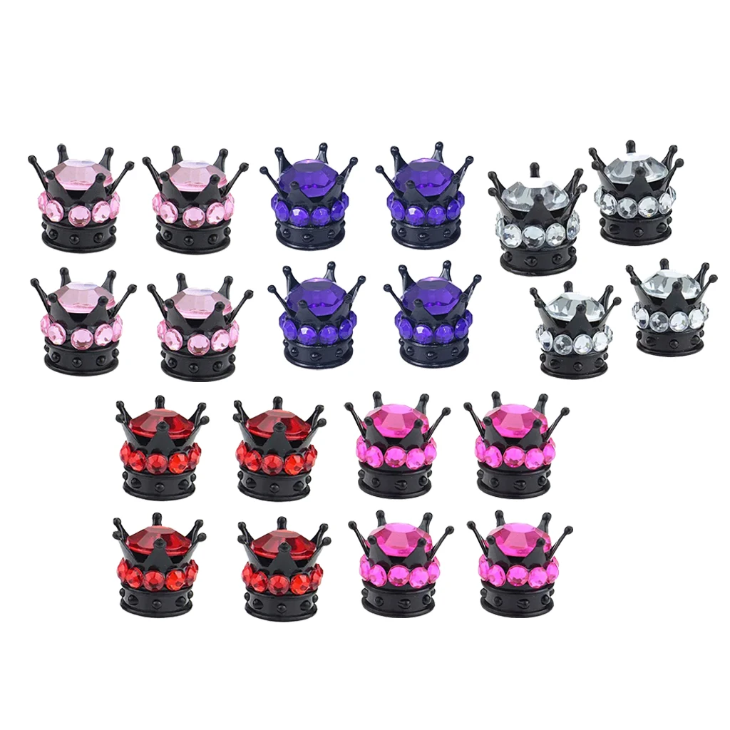 4x Mini Bling Crown Хромированные крышки стержня вентиля шины горный хрусталь колпачки для автомобильных двигателей(прозрачный) Алмазный венец пылевые колпачки клапана