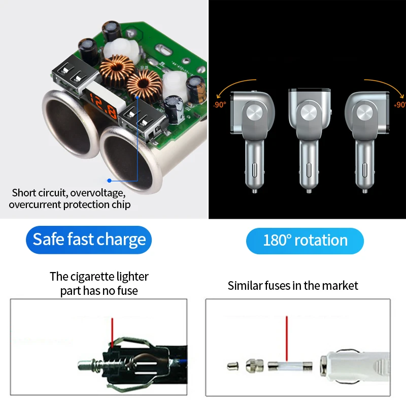 Розетка для автомобильного прикуривателя Разветвитель зарядное устройство USB быстрое зарядное устройство прикуриватель розетки разъем питания аксессуары для интерьера