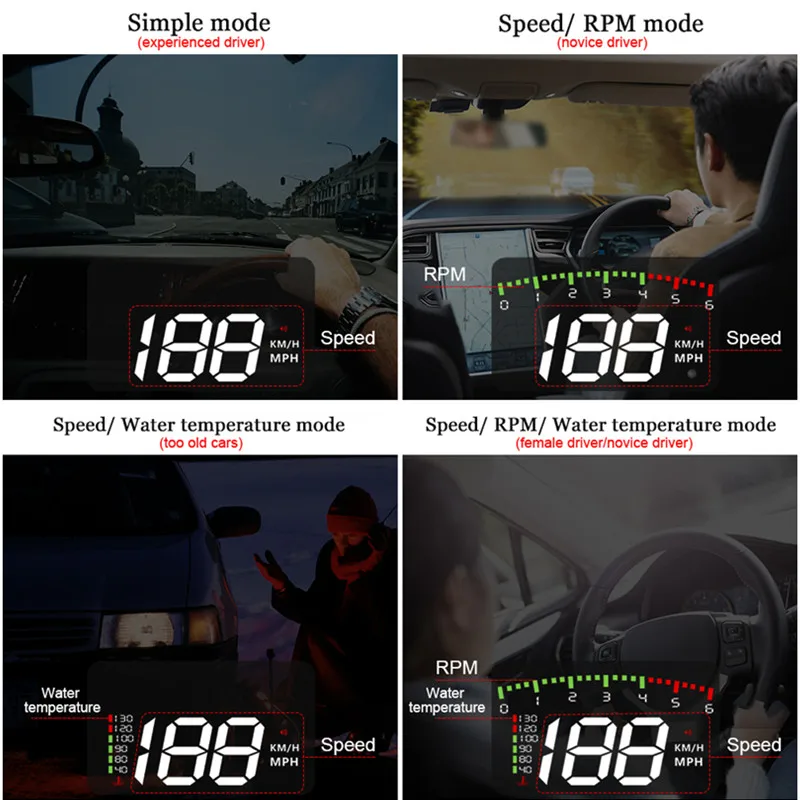 Автомобильная электроника GEYIREN HUD A900 OBD2 дисплей с увеличением скорости об/мин
