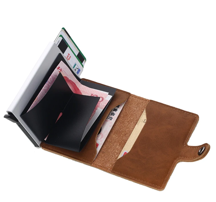  CaseKey Men Minimalist Metal Slim Aluminum Wallet with Back Coin Pocket Card Case Rfid Blocking Aut
