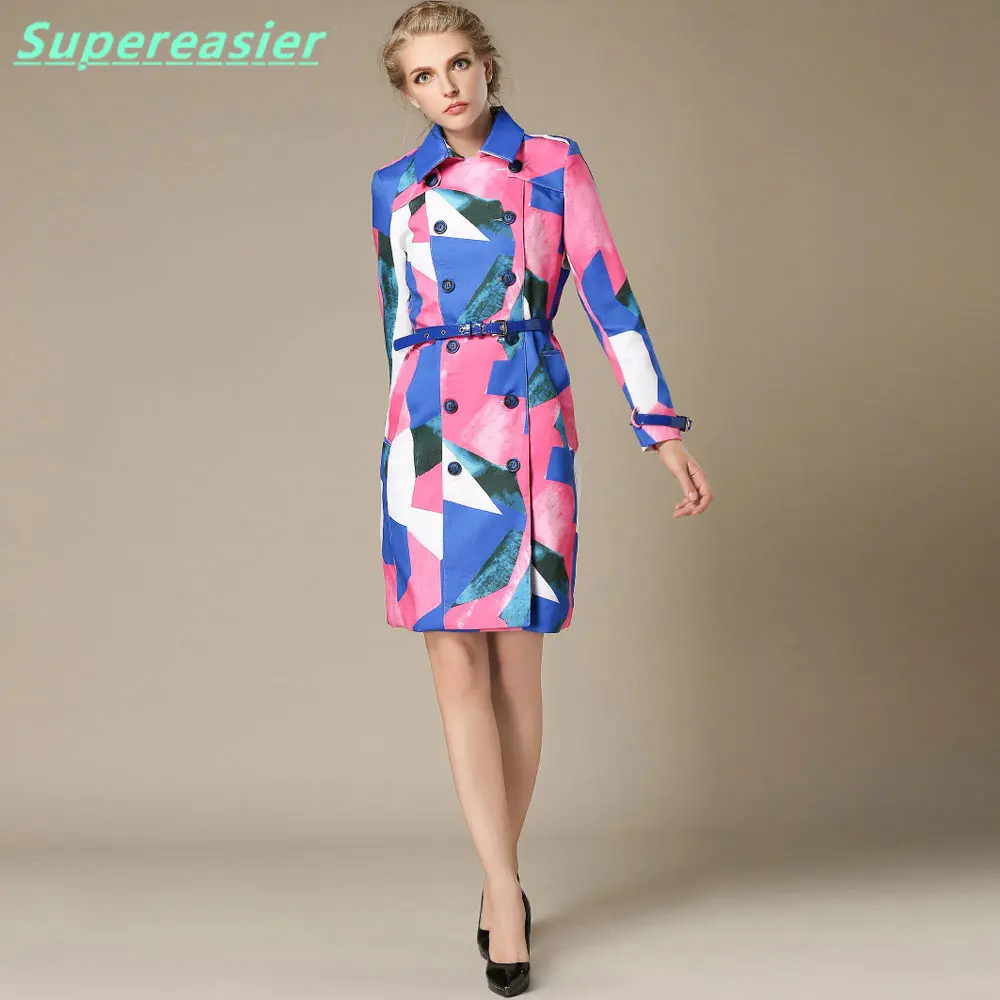 New Fashion Women Double breasted Trench Coat Long Sleeve Coats Outwear 2016 Women Summer Winter Thin