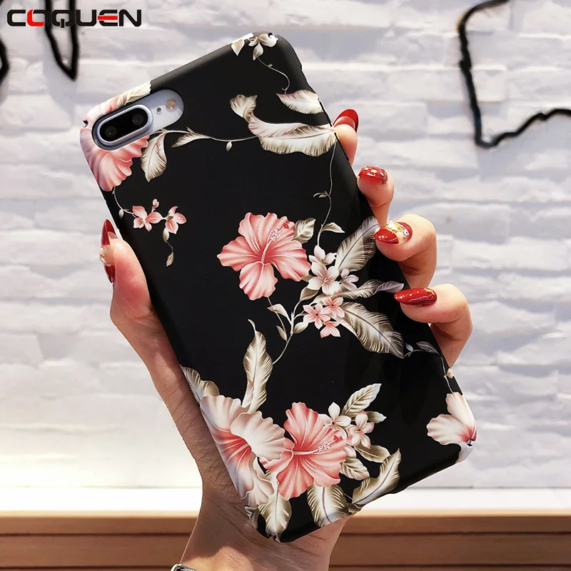 COQUEN жесткий матовый чехол для iPhone X 6 s 6s 7 8 Plus женщин Grils цветок мрамор ПК телефон на