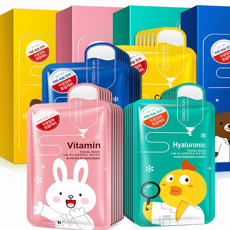 

10pcs/Combo BIOAQUA Face Mask Snail Essence Dope Cartoon Hyaluronic Plant Essence Sheet Mask Repair Korea Skin Care Facail Mask