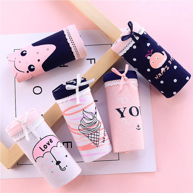 

2pcs/lot Cotton panties women pattern cotton underwear women gril briefs lingerie ladies underpants cartoon female wholesale
