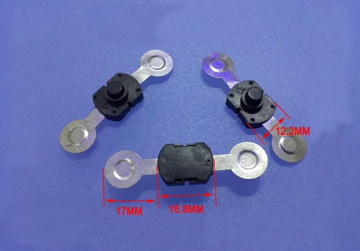 3 шт./лот переключатели для фонарика, Электрический фонарь, задний переключатель 16,8*12,2 мм, средний переключатель, Одна Головка, контакт 17 мм