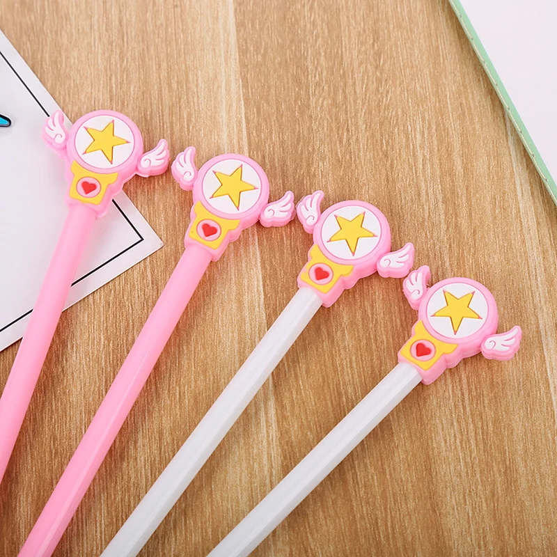 

100 Pcs Creative Stationery Fairy Magic Wand Neutral Pen Cute Student Cartoon Angel Water-based Signature Pen Kawaii Stationery