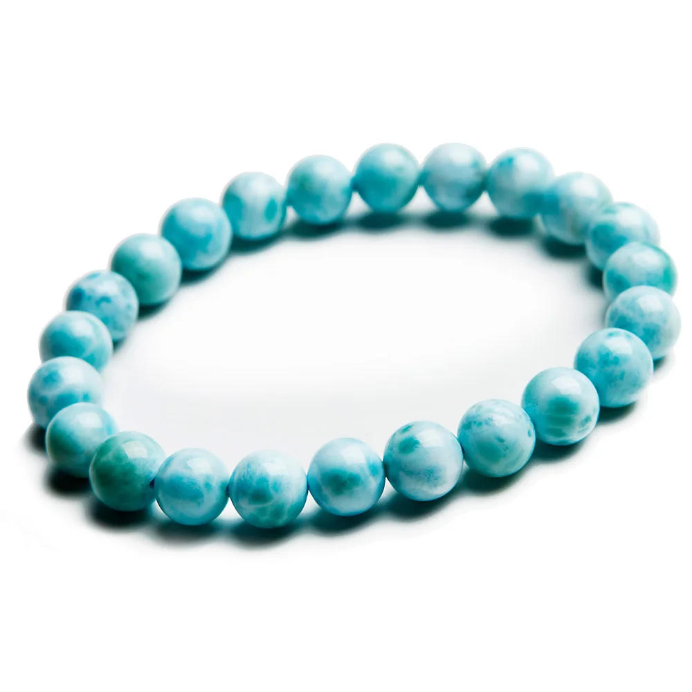 8 мм браслет из натуральных синих бусин Larimar от Dominica Gemstone Healing Stretch Water Pattern AAAAAA |
