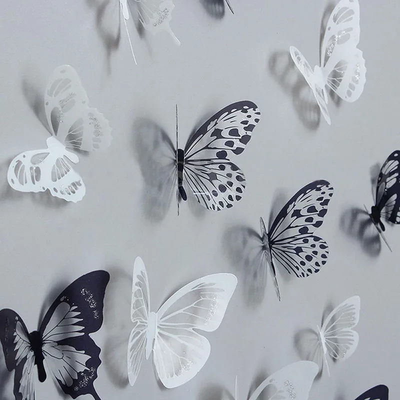 18Pcs 3D Black And White Butterfly Sticker Art Wall Decal Home Decoration Room Decor Hot Sale-in Wall Stickers from Home & Garden on Aliexpress.com | Alibaba Group