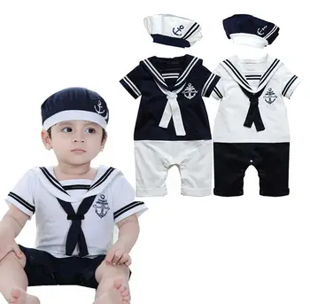 

Newborn Captain Clothes Baby Boys Clothes Kids Romper Playsuit + Hat Captain Clothes Baby Boys Clothes Kids Playsuit + Hat