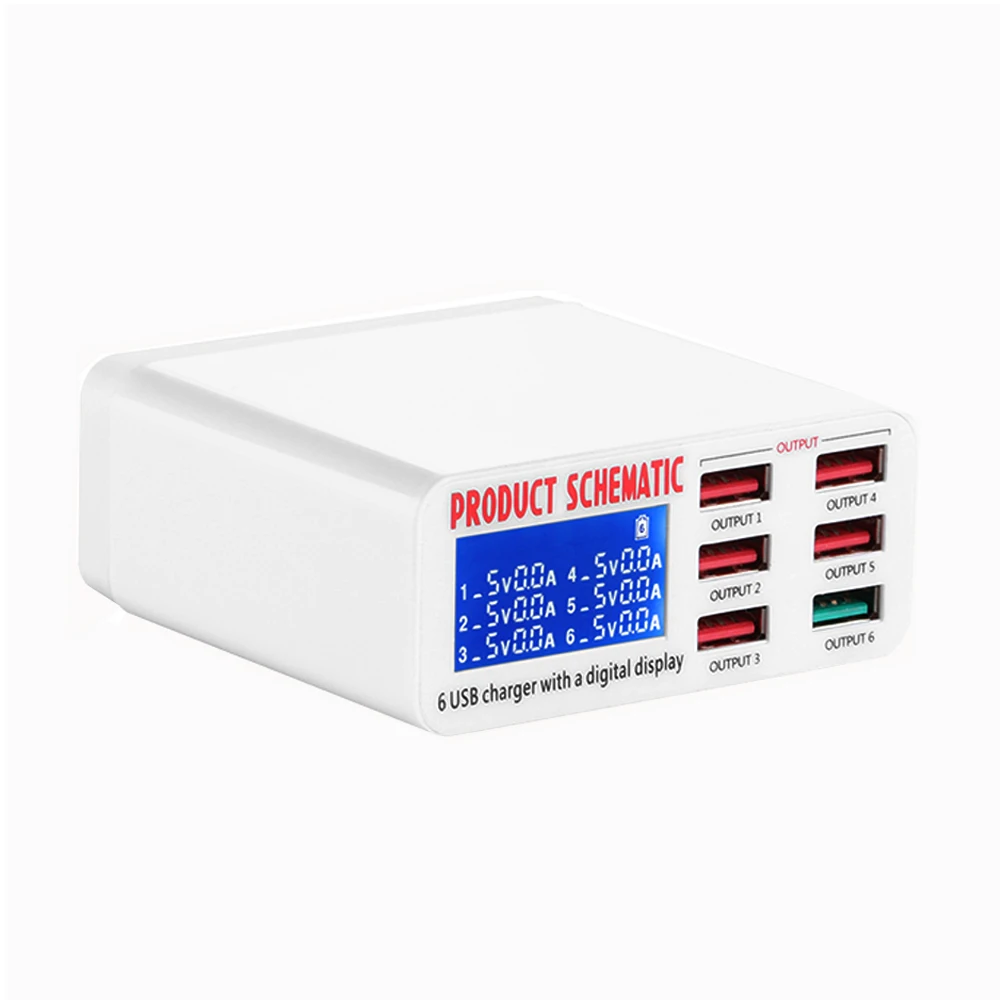 Горячая Быстрая зарядка 3 0 6 портовый 8А USB настольный адаптер зарядного