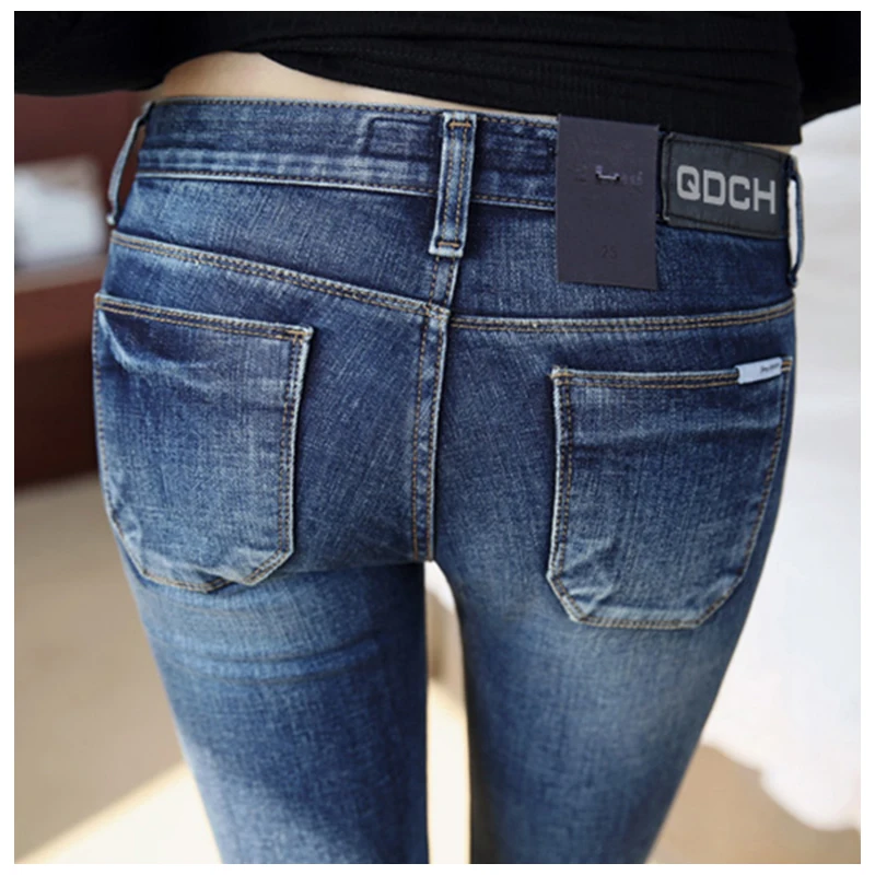 

2015 New Women High Waist Jeans Woman High Waisted Jeans Skinny Plus Size Ladies High Waist Pencil Jeans For Women