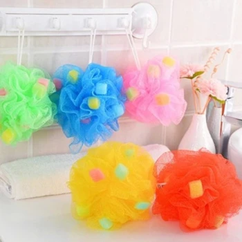 

Fashion Soft Body Bubbles Sponge Bath Ball Nylon Scrubber Cleaning Bath Sponge Muilticolor Shower Flower for Bath