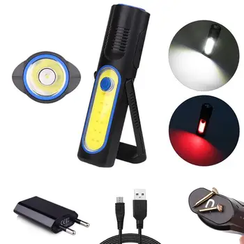 

work lamp usb flashlight COB 18650Built-in battery red white torch flashlight with magnet waterproof lantern hand lamp recharged