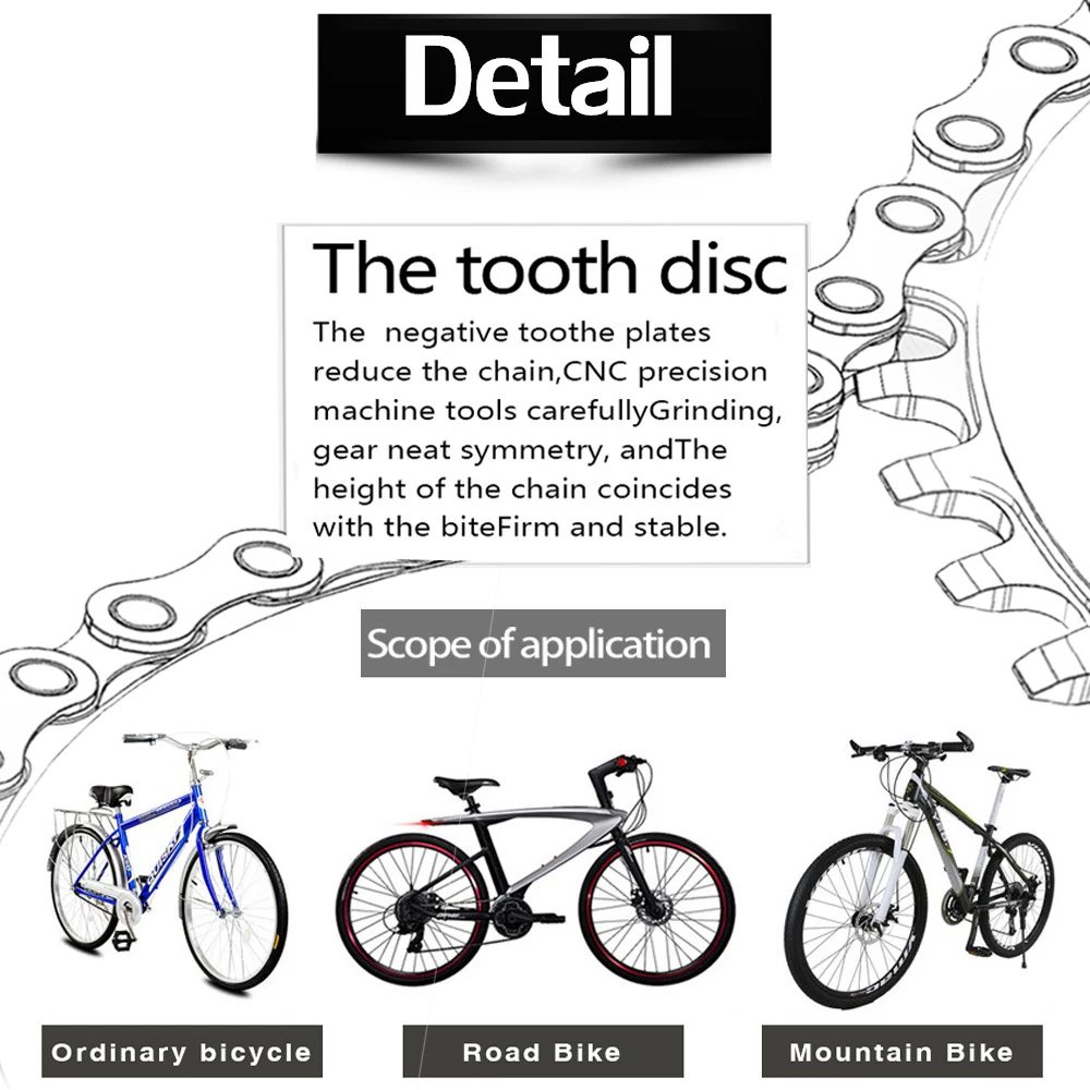 104BCD круглая узкая широкая цепь MTB горный велосипед 32T 34T 36T 38T коленчатый набор один зуб части пластины 104BCD цепное колесо