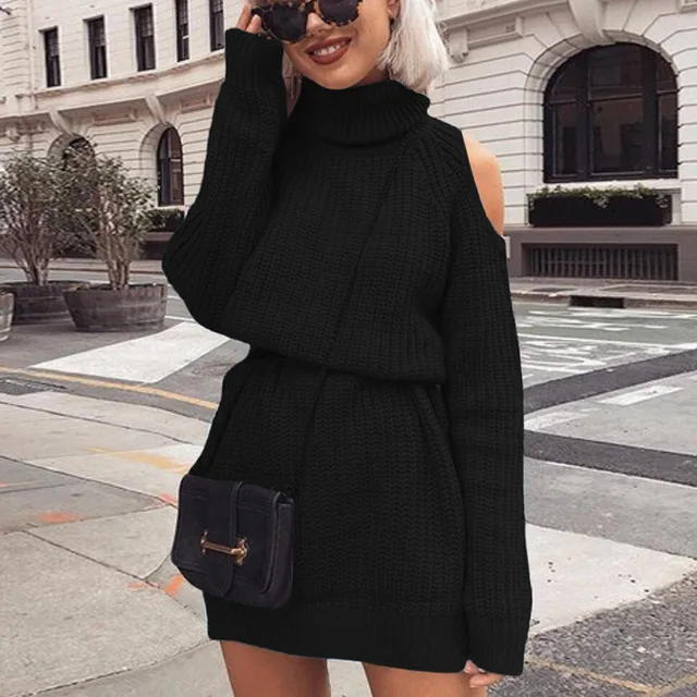 shoulderless sweater dress