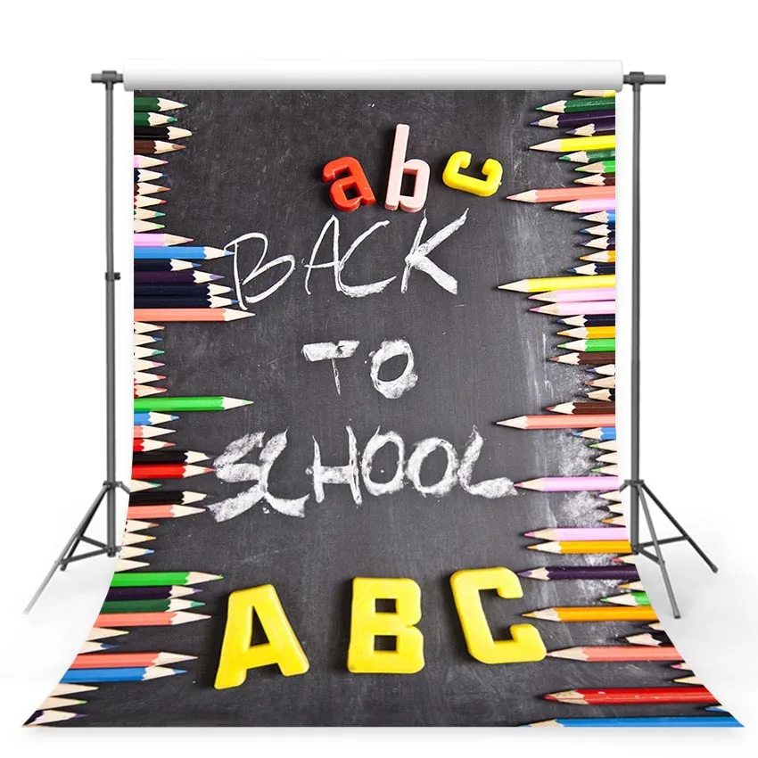 Backdrop for photographic studio back to school pencil crayon blackboard children Background photography props photobooth | Электроника