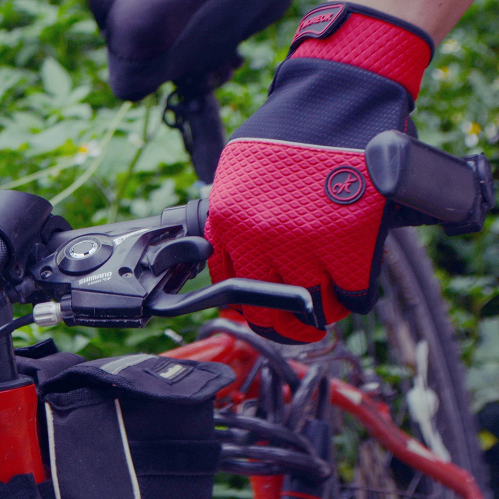 Плюс бархатные велосипедные перчатки Горная дорога велосипед езда полный палец сенсорный экран Спорт на открытом воздухе желтый синий