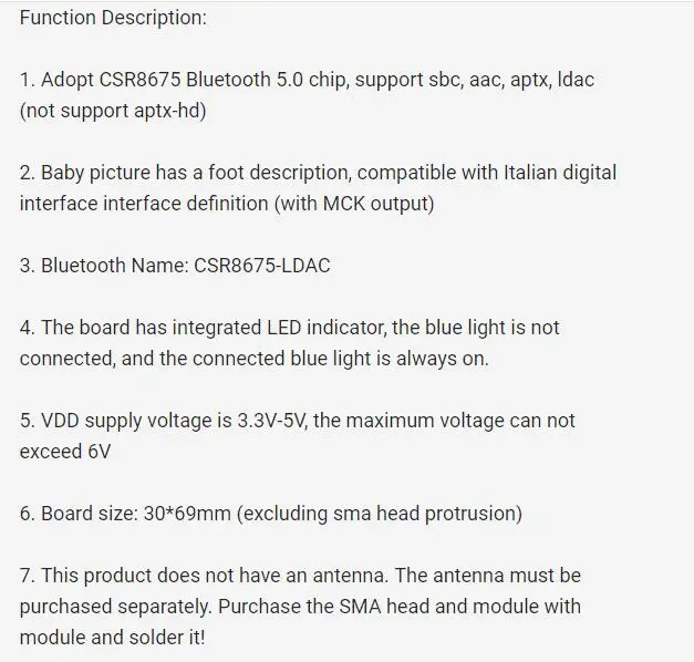 BTM875-B CSR8675 PA212 Bluetooth 5,0 цифровой интерфейс аудио выход Модуль LDAC CSR8675 IIS ies