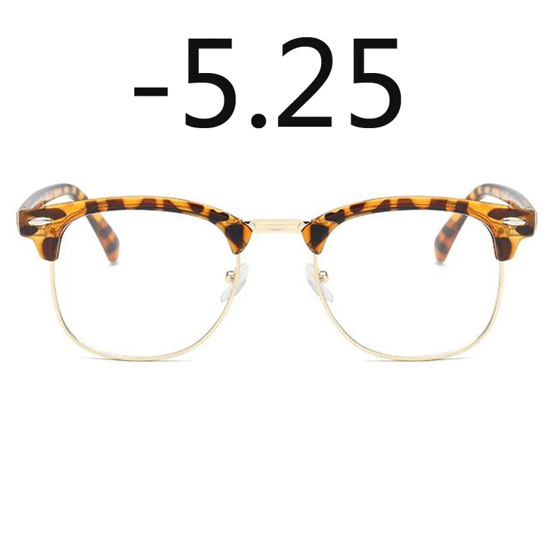 Женские очки без оправы с желтой леопардовой оправой для близорукости, очки для близорукости 0-0,50-1,0-1,5-2,0-2,5-3,0-3,5-4,0-5,0-6,0 - Цвет оправы: Myopia 525