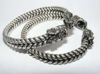 

Free shipping@@@@@ Rare Tibet silver carved Dragon men's bracelet bangle AS+08