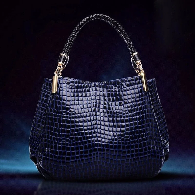 Crocodile Pattern Black Leather Bags Women Handbag feminina dollar shop online handbags