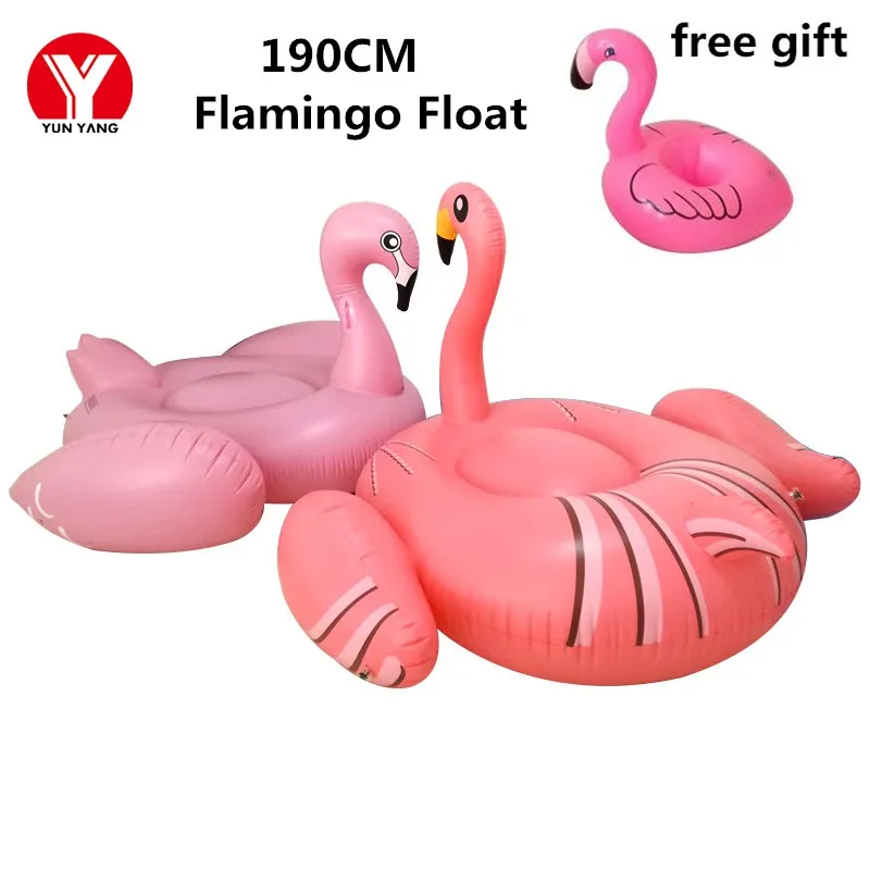 

New inflatable pool float pink flamingo with drink holder