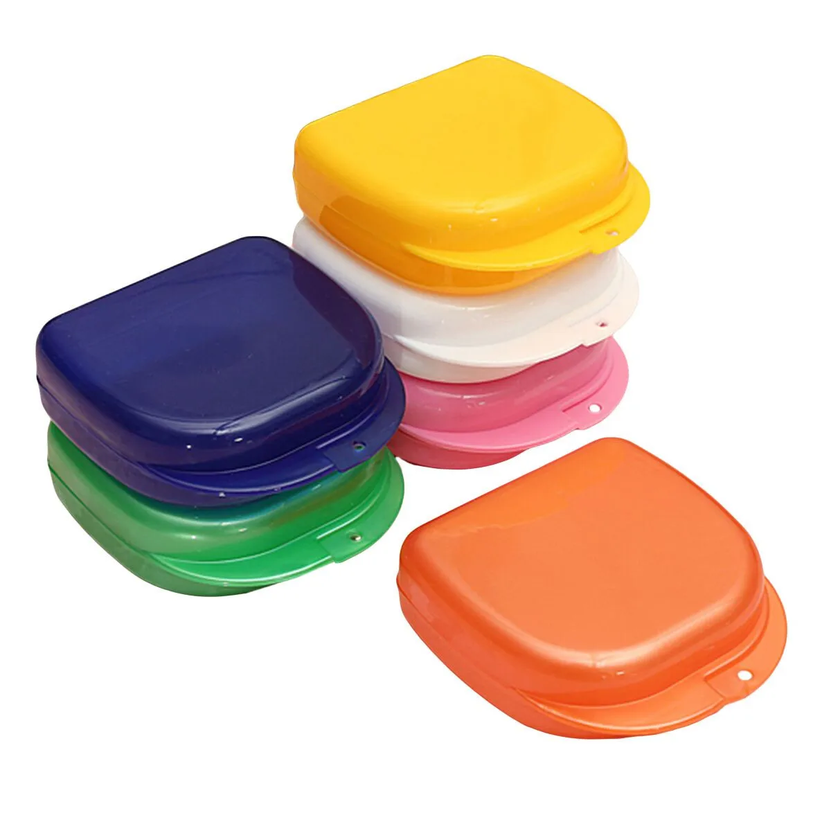 

Dental Orthodontic Retainer Box Compact Colorful False Teeth Appliance Case Mouthguards Biteguards Denture Sport Guard