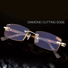 Бескаркасные очки для чтения с квадратным отделка очки для чтения с градиентом моды Reader дальнозоркостью диоптрий+ 1,0+ 1,5+ 2,0+ 2,5~+ 4,0