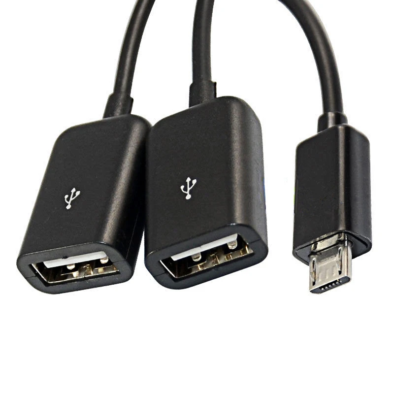 Кабель концентратор Micro USB / Type C 2 OTG с двумя портами y разветвитель адаптер для