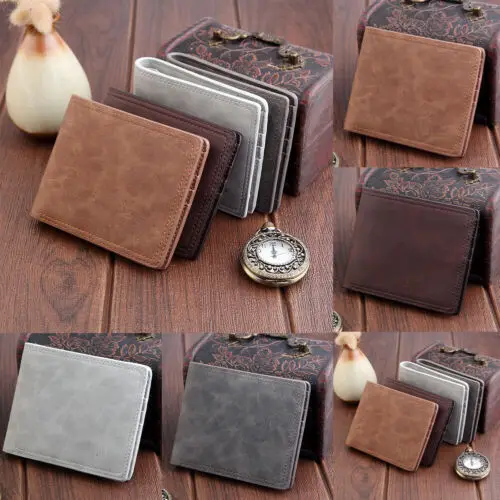 Fashion Men/'s Short Bifold Leather Credit Card Holder Billfold Wallet Purse US