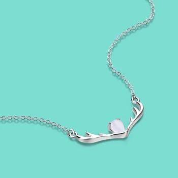 

Sexy Lady Jewelry S925 Sterling Silver Antler Zircon Inlay Pendant Solid Silver Clavicle Chain not fade Party Accessories bijoux