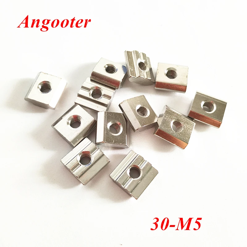 100pcs 30-M5 T sliding nut T-track hammer slide M5 Square Block Nut for 3030 series Aluminum profile Fasten Connector | Обустройство