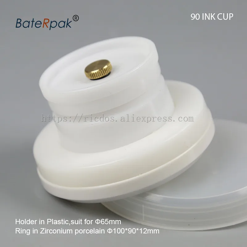 BateRpak Plastic holder type Pad printing machine 90mm ink cup with Zirconium porcelain/ceramic ring 12pcs lot free shipping blank sublimation printable ring buckle cell phone holder for heat transfer printing diy new styles