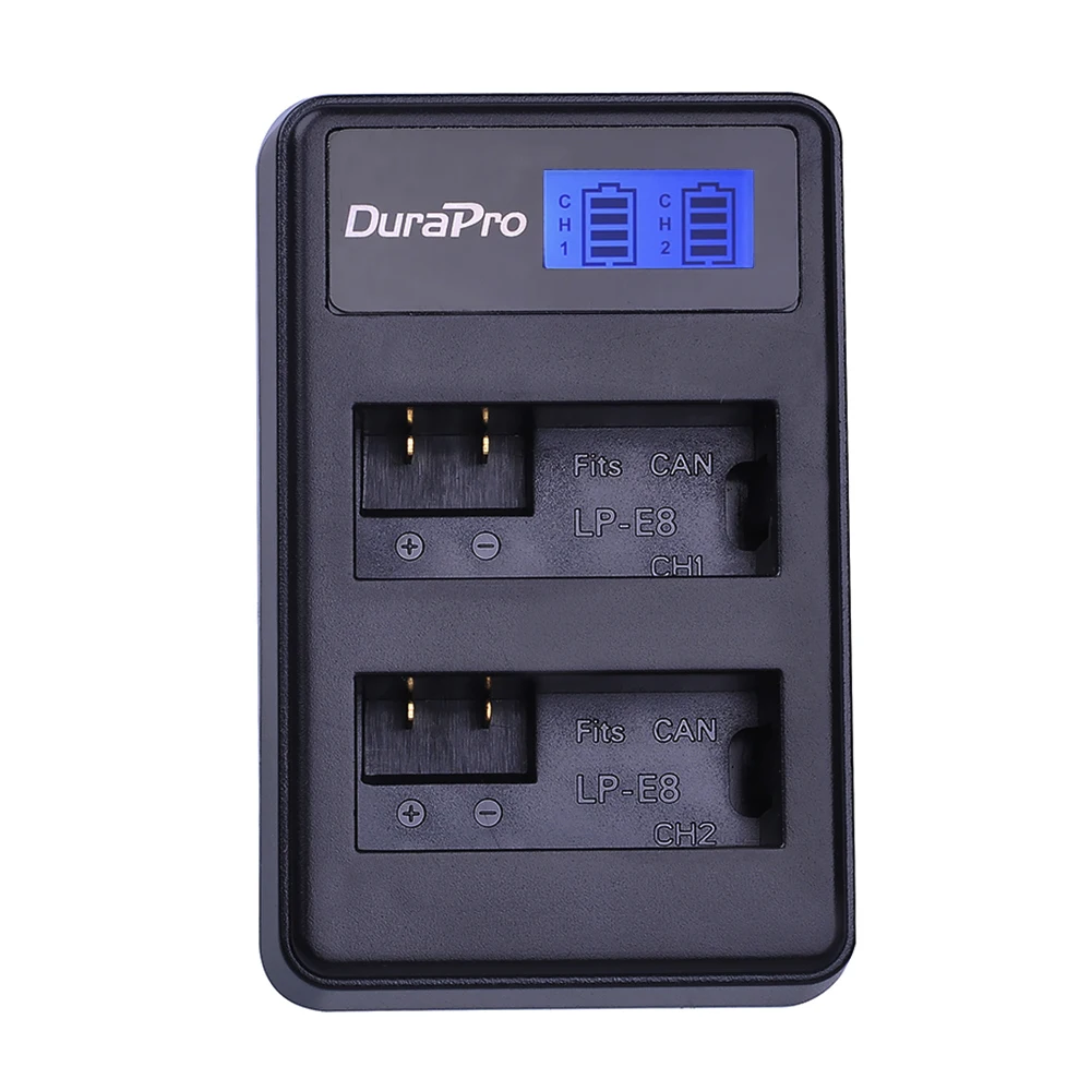 4 шт. DuraPro LP-E8 цифровые аккумуляторы Li-Ion LP E8 LPE8 Камера Батарея+ ЖК-дисплей Dual USB Зарядное устройство для цифровой однообъективной зеркальной камеры Canon EOS 550D 600D 650D 700D