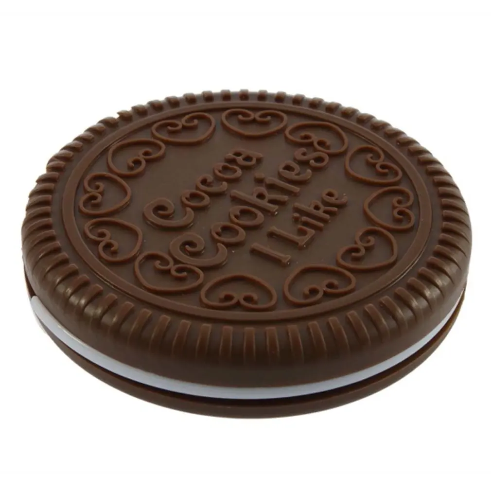 

Portable Cute Chocolate Cookie Shape Cosmetic Makeup Mirror + Comb Lady Girl
