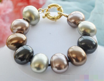 

free shipping 01357 Coffee Black Egg South Sea Shell Pearl Bracelet