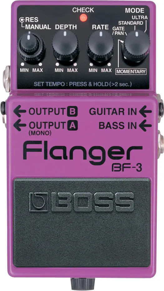 Boss BF-3 Audio Flanger педаль для гитары и бас с мгновенным режимом, темпом нажатия и режимами Ultra и Gain/Pan