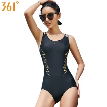 

361 Sports Black Swimwear for Women One Piece Swimsuit Plus Size Athletic Chlorine Resistant Swimming Suit Female Swimsuit