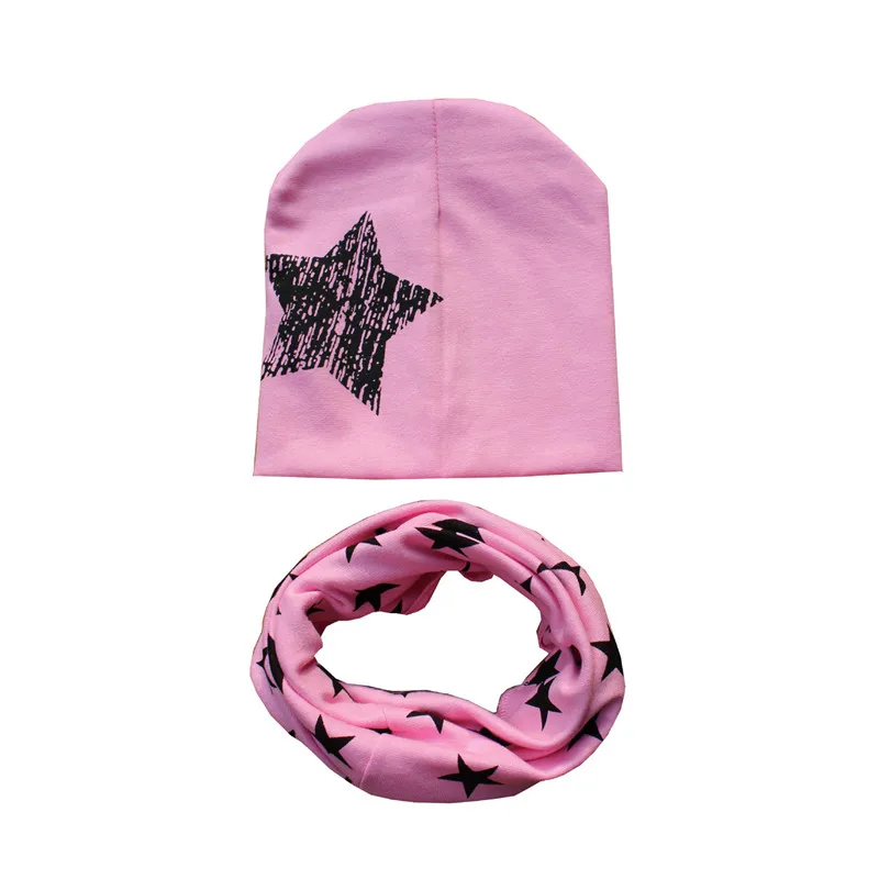 

2018 Baby Hat scarf Cartoon Print Caps For Girl boy Cotton Knit Spring Autumn Winter Children beanies kids photography props