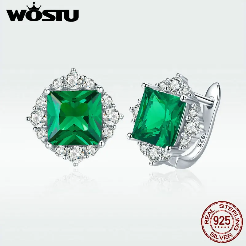 WOSTU New Fashion 925 Sterling Silver Green Aurora Stud Earrings Small Zircon For Women Wedding Vintage Jewelry DXE540 | Украшения и